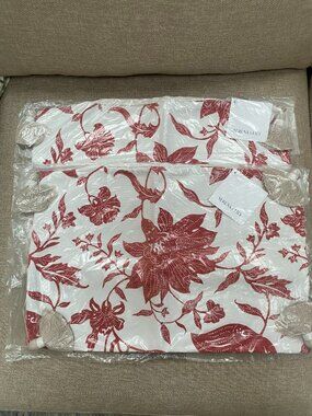 NEW Serena & Lily Deauville Outdoor Pillow Cover: Poppy Red: 12” x 18”